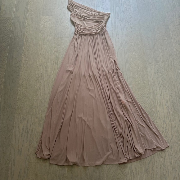 Ronny Kobo Killian Gown Dress Beige Ruched One Shoulder Maxi Dress - Small - Picture 2 of 15